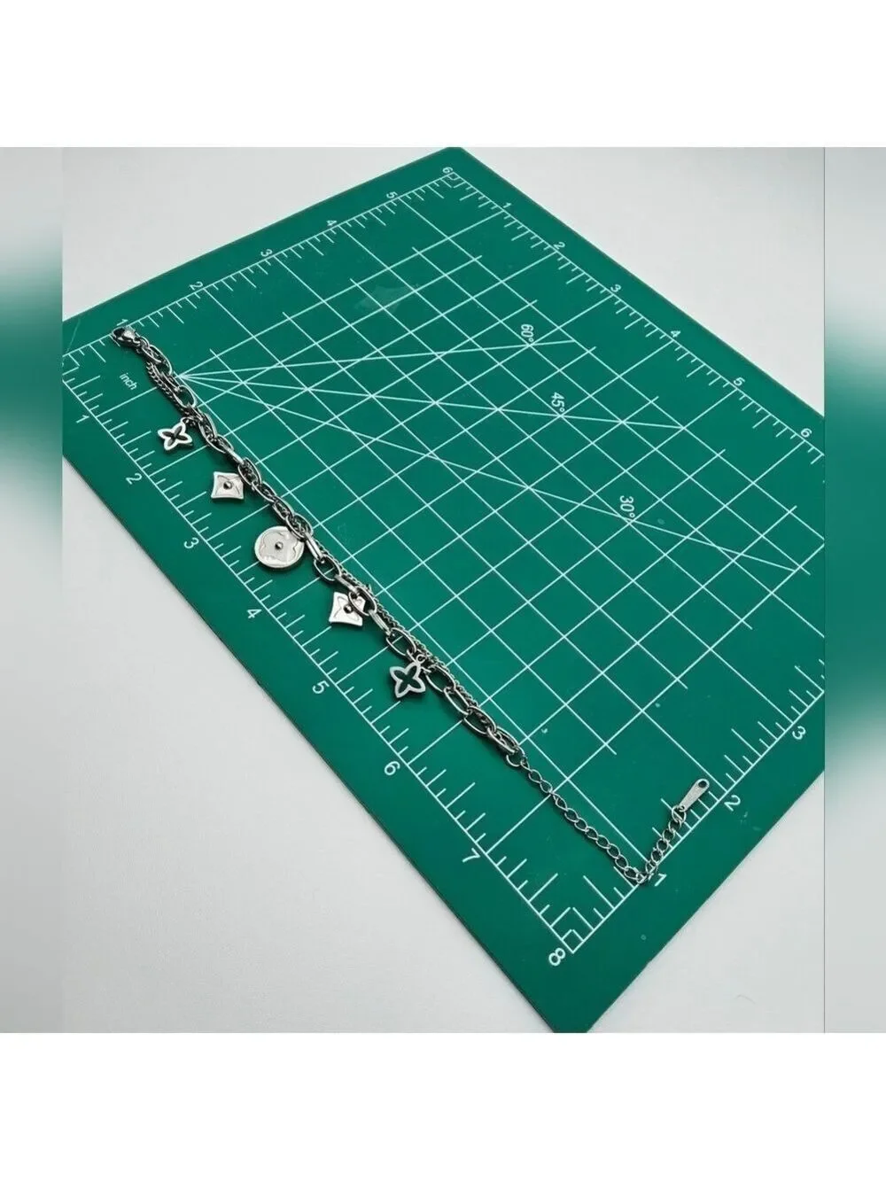 Pearl White Star Clover Charm Dual Chain Silver Toned Stainless Steel Bracelet